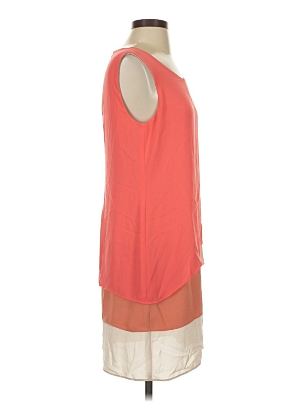 BCBGMAXAZRIA Colorblock High-Low Shift Dress Coral Pink Orange Size 2 - Picture 3 of 7
